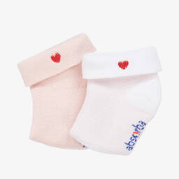 ابسوربا-جوارب مزيج قطن محبوك لون زهري وأبيض (عدد 2) | Childrensalon Outlet