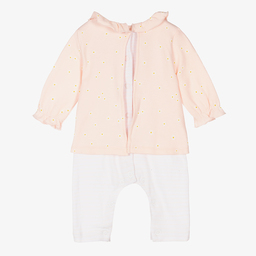 Absorba-White & Pink Daisy Romper | Childrensalon Outlet