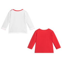 ابسوربا-توب بوجهين أطفال بناتي قطن لون أبيض وأحمر | Childrensalon Outlet