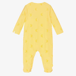 Absorba-Yellow Cotton & Velour Moon Babygrow | Childrensalon Outlet