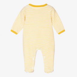 ابسوربا-بيبي غرو قطن قطيفة مقلم لون عاجي وأصفر للأطفال | Childrensalon Outlet