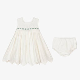 أبويلا تاتا-طقم فستان أطفال بناتي تول مطرز بورود لون عاجي | Childrensalon Outlet