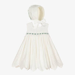 أبويلا تاتا-طقم فستان أطفال بناتي تول مطرز بورود لون عاجي | Childrensalon Outlet