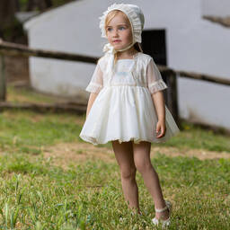 Abuela Tata-Baby Girls Ivory Embroidered Tulle Dress Set | Childrensalon Outlet