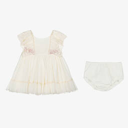 أبويلا تاتا-طقم فستان أطفال بناتي تول ودانتيل لون عاجي | Childrensalon Outlet