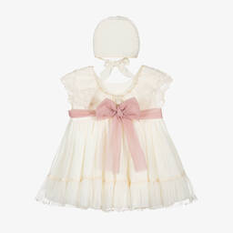 أبويلا تاتا-طقم فستان أطفال بناتي تول ودانتيل لون عاجي | Childrensalon Outlet