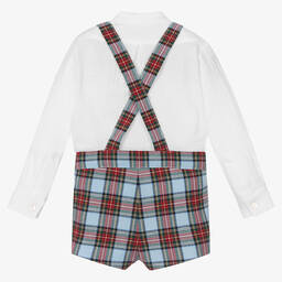 Abuela Tata-طقم شورت أطفال ولادي قطن تارتان لون أزرق وأحمر | Childrensalon Outlet