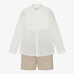 Abuela Tata-Boys Classic Ivory & Beige Ensemble | Childrensalon Outlet