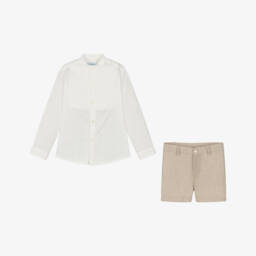 Abuela Tata-Boys Classic Ivory & Beige Ensemble | Childrensalon Outlet