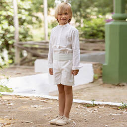 Abuela Tata-Кремовый комплект с шортами из хлопка | Childrensalon Outlet