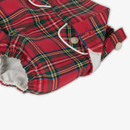 أبويلا تاتا-طقم شورت أطفال ولادي تارتان قطن لون أحمر وعاجي | Childrensalon Outlet