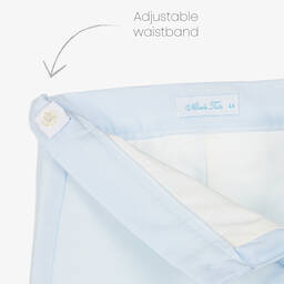 Abuela Tata-Boys White & Blue Cotton Shorts Set  | Childrensalon Outlet