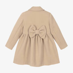 Abuela Tata-Girls Beige Classic Bow Coat | Childrensalon Outlet