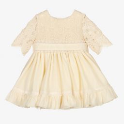 Abuela Tata-Бежевое хлопковое платье для девочек | Childrensalon Outlet