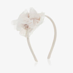 Abuela Tata-Бежевая кружевная повязка с розеткой для девочек | Childrensalon Outlet