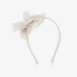 Abuela Tata-Бежевая кружевная повязка с розеткой для девочек | Childrensalon Outlet