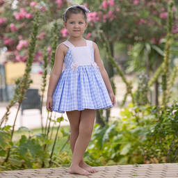 Abuela Tata-Голубое хлопковое платье в клетку | Childrensalon Outlet