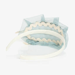 Abuela Tata-Girls Blue Tulle & Lace Hairband | Childrensalon Outlet