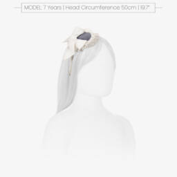 Abuela Tata-Girls Blue Velvet Lace Hairband | Childrensalon Outlet