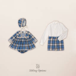 Abuela Tata-Girls Checked Cotton Dress Ensemble | Childrensalon Outlet