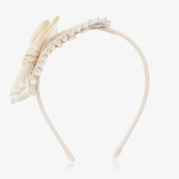 Abuela Tata-Girls Cream Floral Headband | Childrensalon Outlet