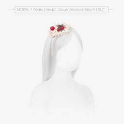 Abuela Tata-Girls Cream & Scarlet Tartan Headband | Childrensalon Outlet