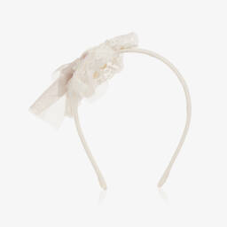 Abuela Tata-طوق شعر بيج أنيق للبنات مزين بالورود | Childrensalon Outlet