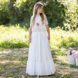 Abuela Tata-Girls Elegant Ivory Lace Ensemble | Childrensalon Outlet