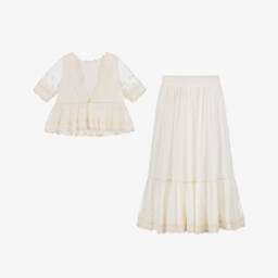 Abuela Tata-Girls Elegant Ivory Lace Ensemble | Childrensalon Outlet