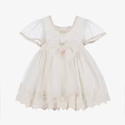 Abuela Tata-Girls Elegant Ivory Lace Gown | Childrensalon Outlet
