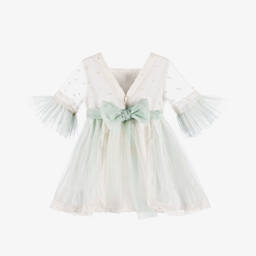 Abuela Tata-فستان تول عاجي أنيق للبنات | Childrensalon Outlet