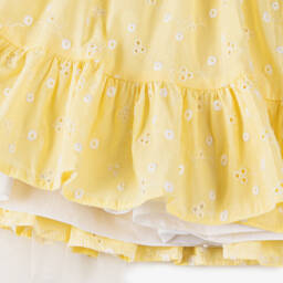 Abuela Tata-Girls Embroidered Yellow Cotton Dress | Childrensalon Outlet