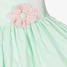 Abuela Tata-Girls Green & Pink Lace Dress | Childrensalon Outlet