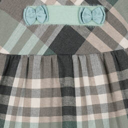 Abuela Tata-Girls Grey & Turquoise Green Check Dress | Childrensalon Outlet