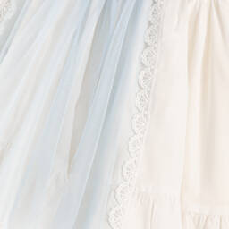 Abuela Tata-فستان عاجي وأزرق مزين بالريش للبنات | Childrensalon Outlet