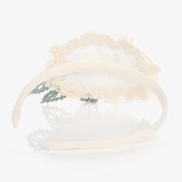 Abuela Tata-Girls Ivory & Blue Lace Hairband | Childrensalon Outlet