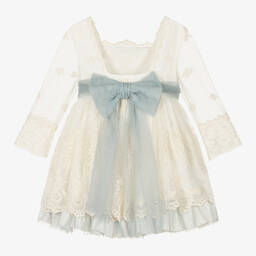 Abuela Tata-Кремово-голубое платье из тюля | Childrensalon Outlet