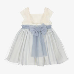 Abuela Tata-فستان تول لون عاجي وأزرق | Childrensalon Outlet