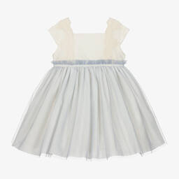 Abuela Tata-فستان تول لون عاجي وأزرق | Childrensalon Outlet
