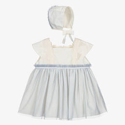 Abuela Tata-Girls Ivory & Blue Tulle Dress Set | Childrensalon Outlet