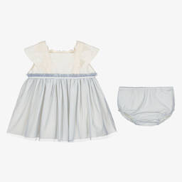 Abuela Tata-Girls Ivory & Blue Tulle Dress Set | Childrensalon Outlet