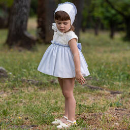 Abuela Tata-Girls Ivory & Blue Tulle Dress Set | Childrensalon Outlet