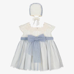 Abuela Tata-Girls Ivory & Blue Tulle Dress Set | Childrensalon Outlet