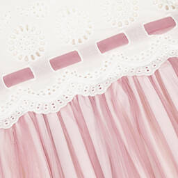 Abuela Tata-Girls Ivory Cotton & Pink Tullle Dress | Childrensalon Outlet