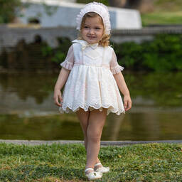 Abuela Tata-Кремовый комплект с платьем с вышитыми цветами для девочек | Childrensalon Outlet