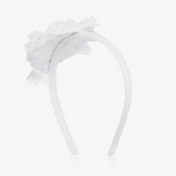 Abuela Tata-Girls Ivory Floral Tulle Headband | Childrensalon Outlet