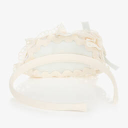 Abuela Tata-Girls Ivory & Green Lace Hairband  | Childrensalon Outlet