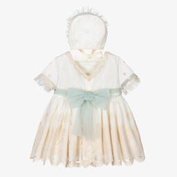 Abuela Tata-Girls Ivory & Green Tulle Dress Set | Childrensalon Outlet
