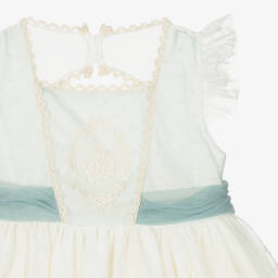 Abuela Tata-Girls Ivory & Green Tulle & Lace Dress | Childrensalon Outlet