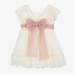 Abuela Tata-Girls Ivory Lace & Tulle Dress | Childrensalon Outlet